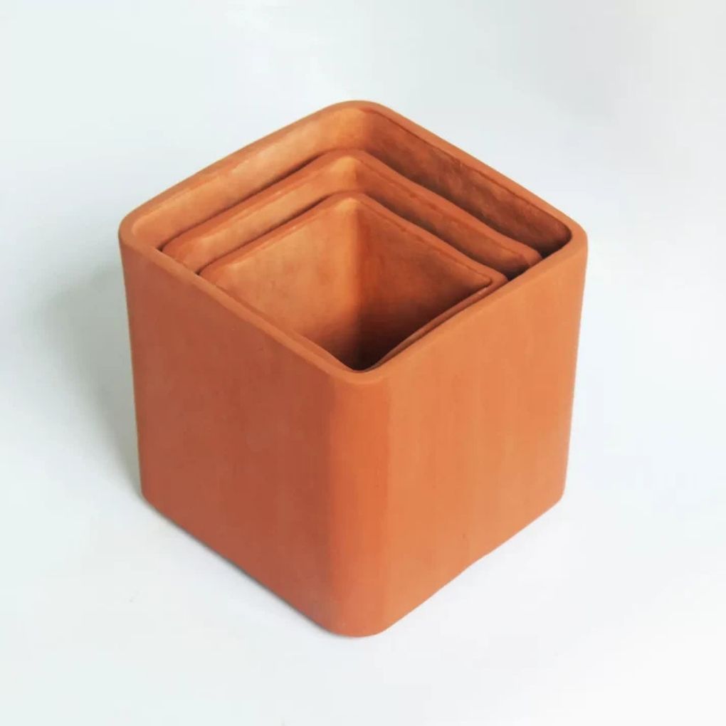 Cuboid Terracotta Planter: Set Of 3