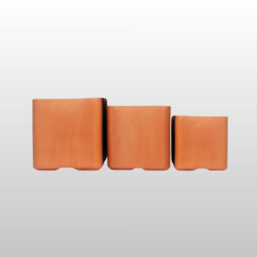 Cuboid Terracotta Planter: Set Of 3