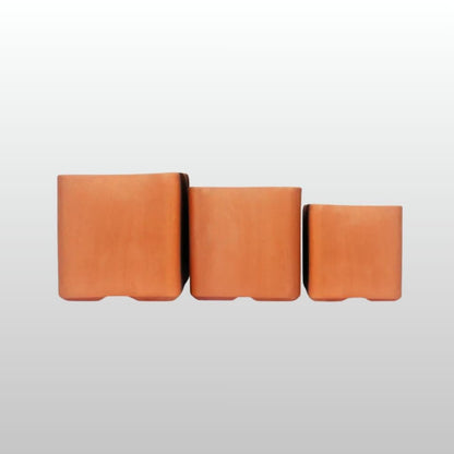 Cuboid Terracotta Planter: Set Of 3