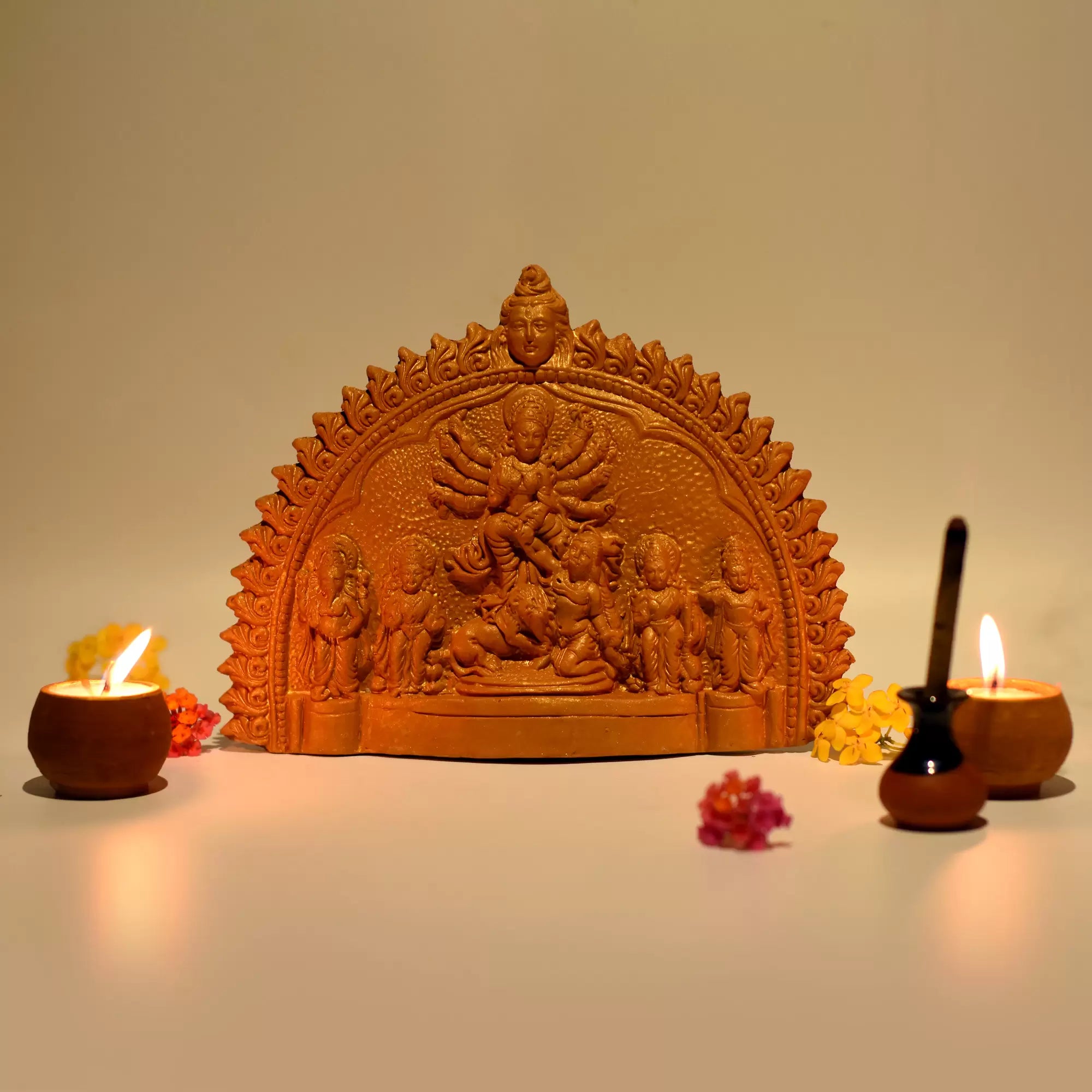 Goddess Durga Family Little Idol – Terracotta Combo Pack Puja Kit