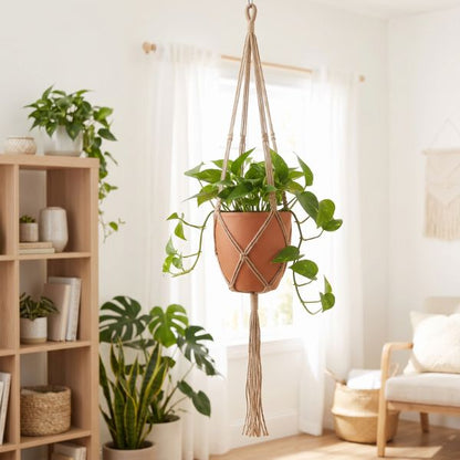 Design 1 - CLASSIC Terracotta Planter with Jute Macramé Hanger