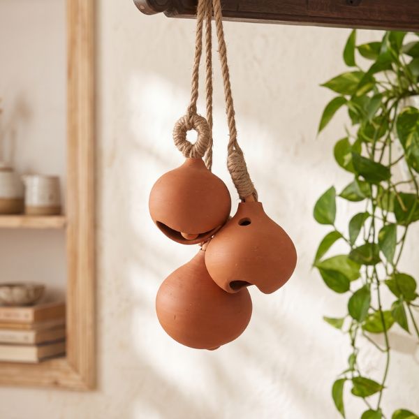 GHUNGRU Decorative Bells (Set of 3 Different Sizes with Jute Rope)