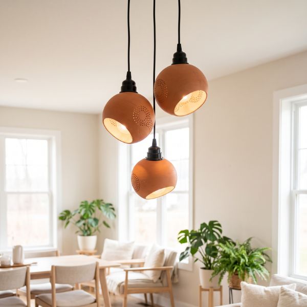 GLO TILT (CL1) Handcrafted Terracotta Pendant Light Cluster