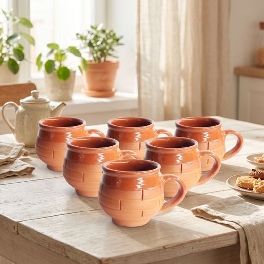 HANDI Design Inside Glazed Tea Cup – 120 ML (Set of 6)