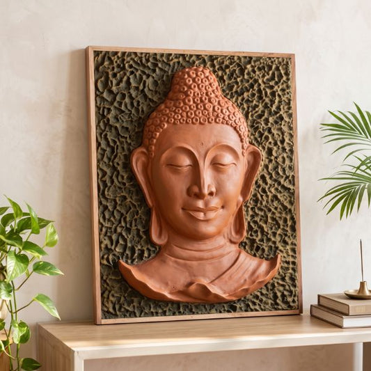 Inner Peace Buddha With Wooden Frame (T1)
