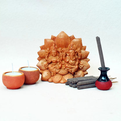 Little Ganesh & Lakshmi Together – Terracotta Combo Pack Puja Kit