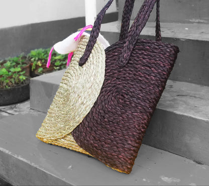 Sabai Grass Shopping Bag Indigo : Brown
