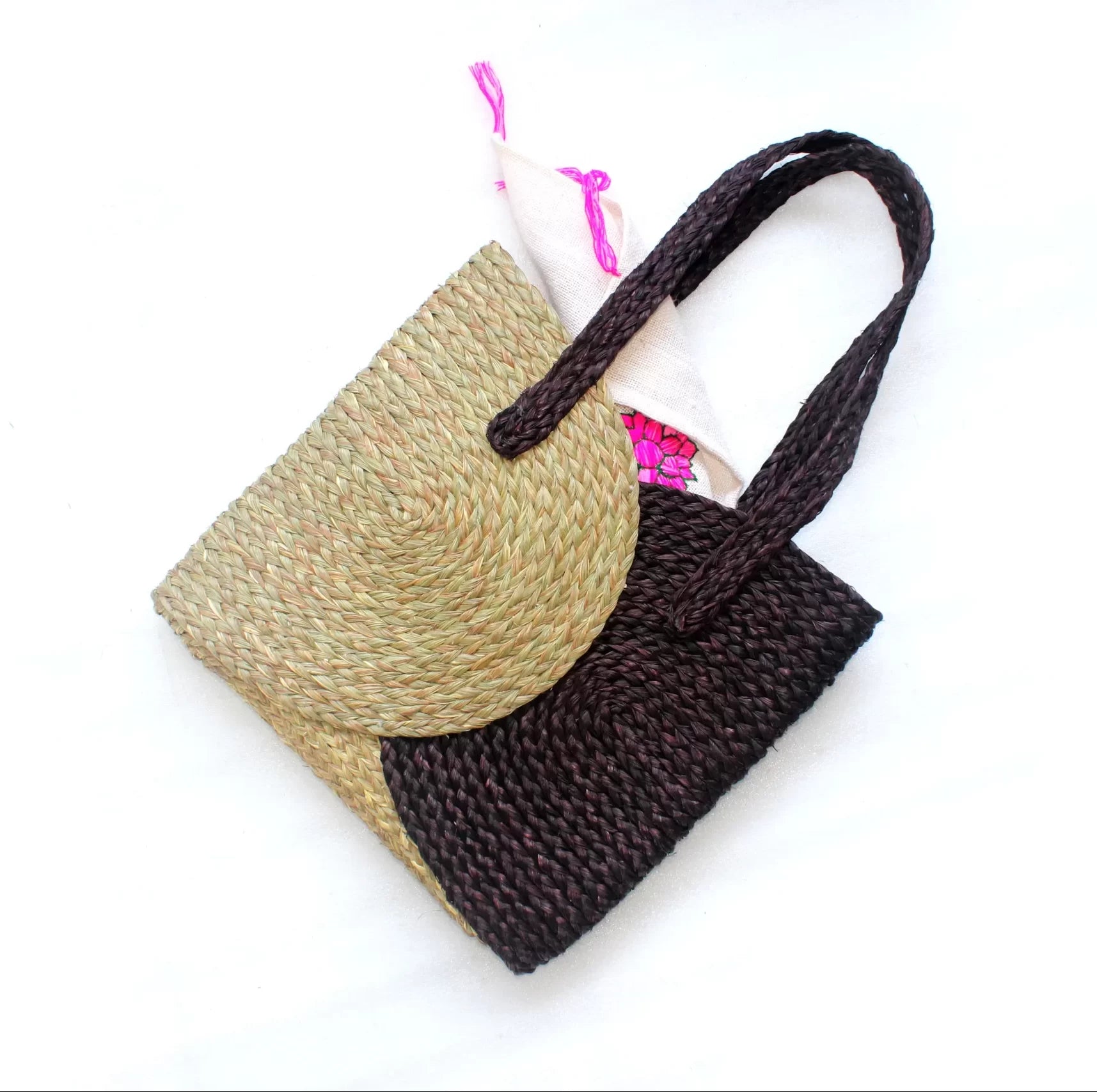 Sabai Grass Shopping Bag Indigo : Brown