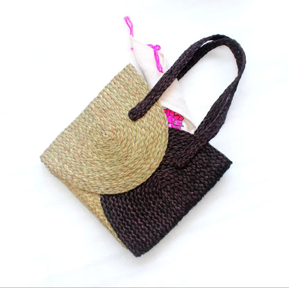 Sabai Grass Shopping Bag Indigo : Brown
