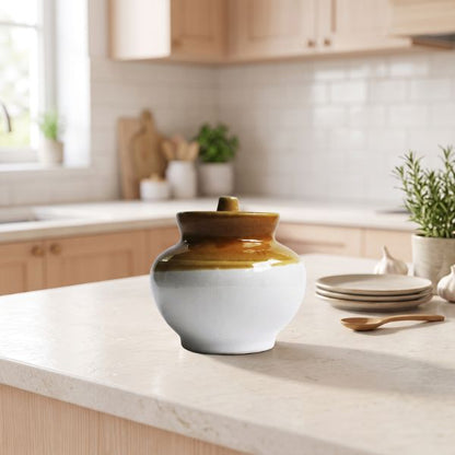 Porcelain POT Large Handi Design Ceramic Storage Jar with Lid | 600ml