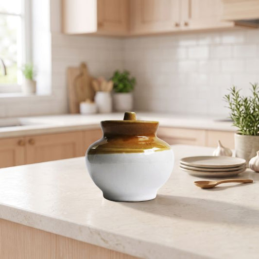 Porcelain POT (L) Handi Design Ceramic Storage Jar with Lid (600ml)