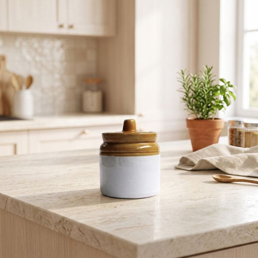 Porcelain POT (M) Cylindrical Design Ceramic Storage Jar with Lid (300ml)