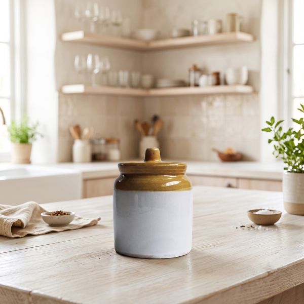 Porcelain POT Small Cylindrical Ceramic Storage Jar with Lid | 300ml