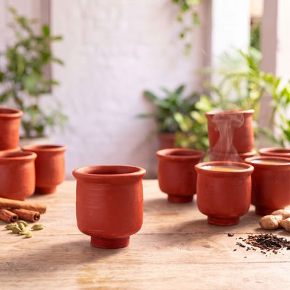 Red Coloured Pillar Terracotta Kullad Party Pack | 50ml, Set of 24
