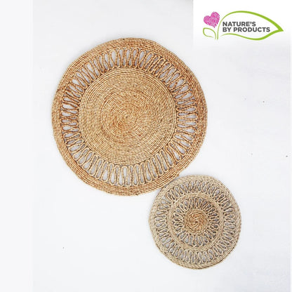 Handwoven Jute Table Mat Combo : Set of 1 Center Table Mat and 6 Medium Size Table Mat