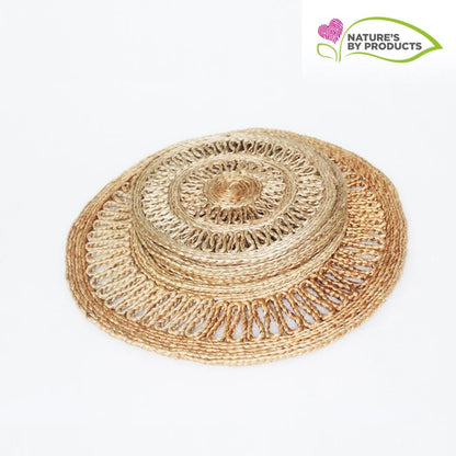 Handwoven Jute Table Mat Combo : Set of 1 Center Table Mat and 6 Medium Size Table Mat