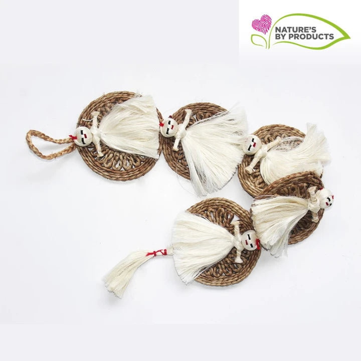 Handwoven Decorative White Doll Wall Hanging : Natural Jute