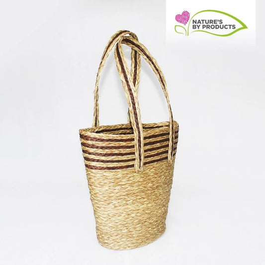 Sabai Grass Hand Bag with Brown Strip Border