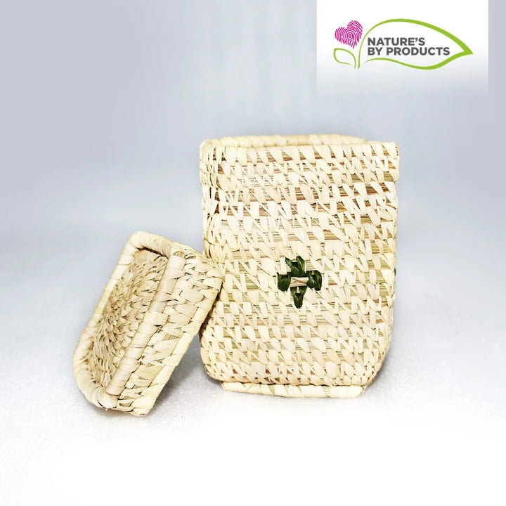 Sabai Grass Twisted Cuboid Accessory / Jewellery Box / Trinket  : Handmade and 100% Natural