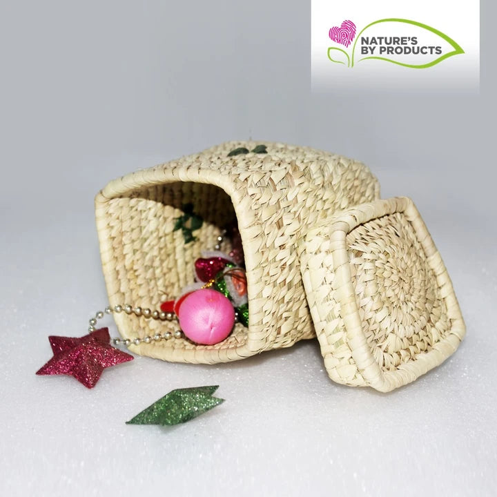 Sabai Grass Twisted Cuboid Accessory / Jewellery Box / Trinket  : Handmade and 100% Natural