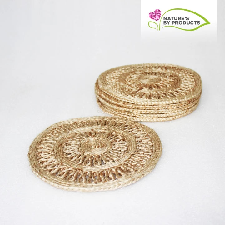 Handwoven Jute Round Table Mat Set of 6 (10.5 inch)