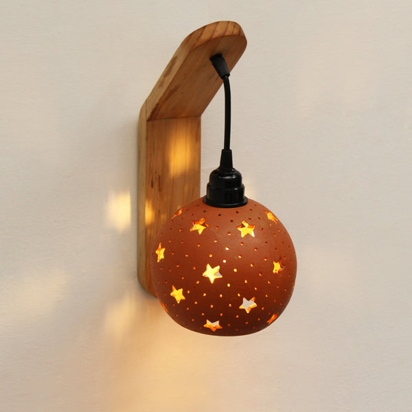 GLO Star Wall Light with Wooden Holder - Design 1