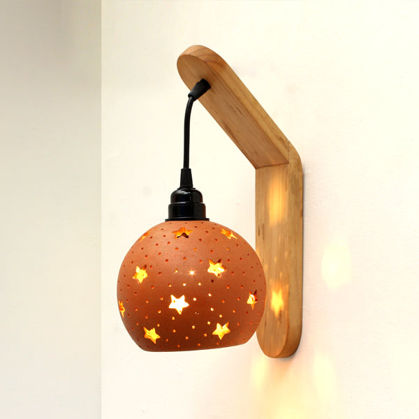 GLO Star Wall Light with Wooden Holder - Design 1