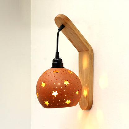 GLO Star Wall Light with Wooden Holder - Design 1