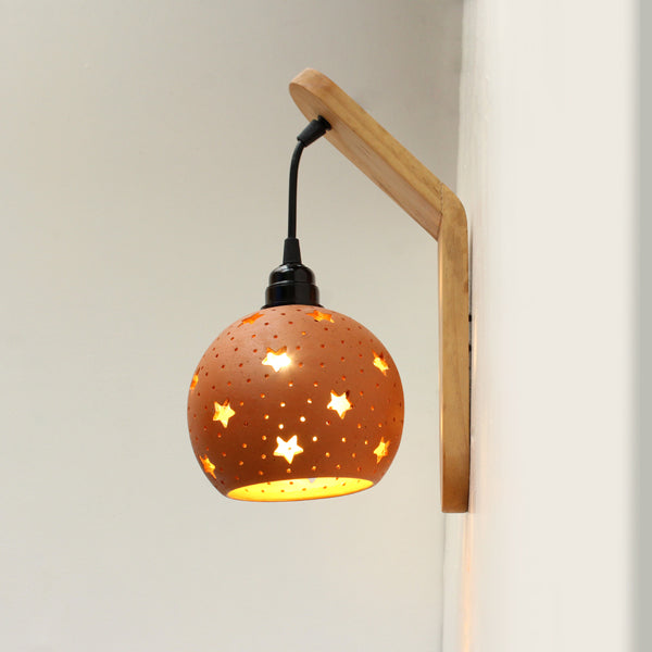 GLO Star Wall Light with Wooden Holder - Design 1