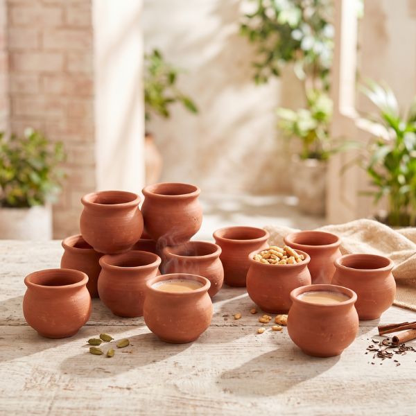 Traditional Handi Kullad Natural Terracotta Party Pack | 125ml, Set of 12