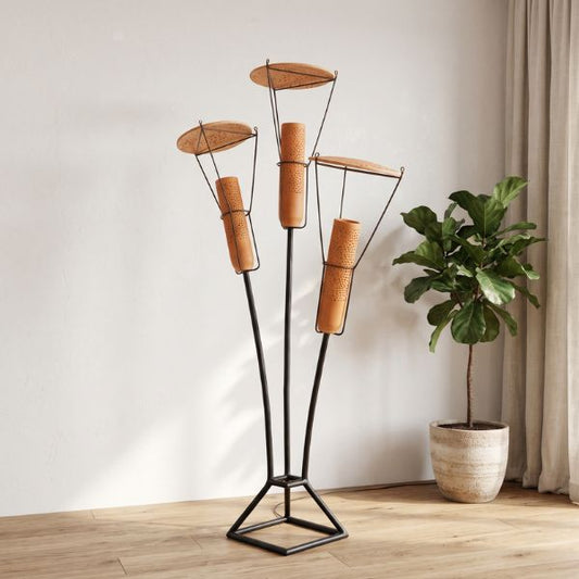 UMBRLA D1 Handcrafted Terracotta Floor Lamp with MS Metal Frame