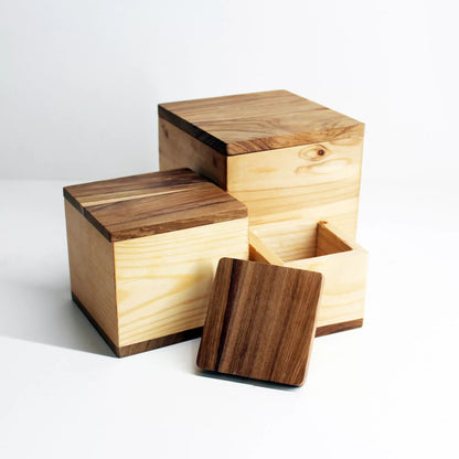 Nested Wooden BOX set of 3: Tabletop Organizer