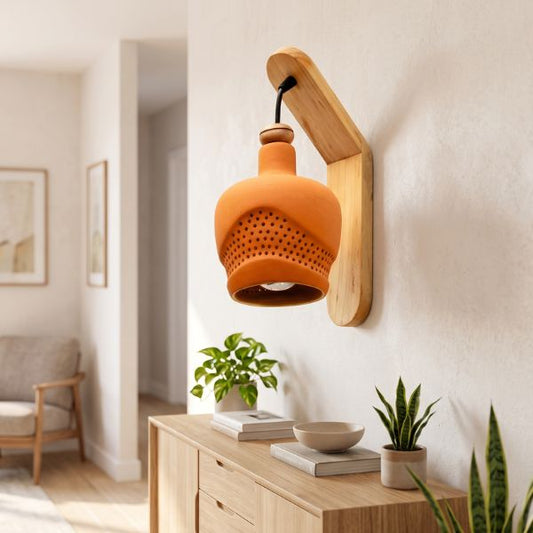 WAVE D1 Handcrafted Terracotta Wall Decor Light