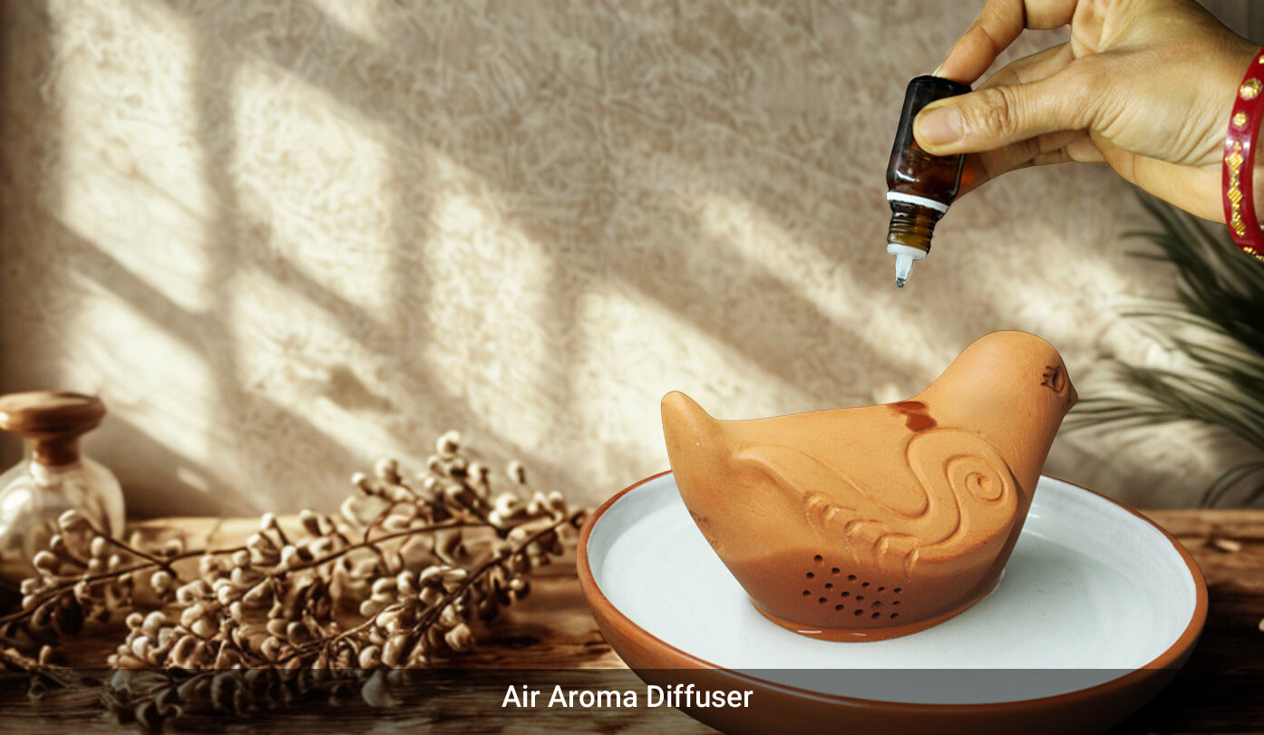Porus Terracotta Air Aroma Diffuser for Indoor Table Top - Bird Design