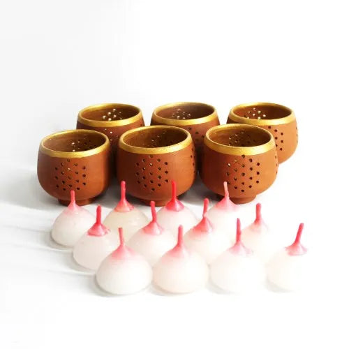 TUB Tea Light Holder Set of 6 + 6 HD Candles FREE