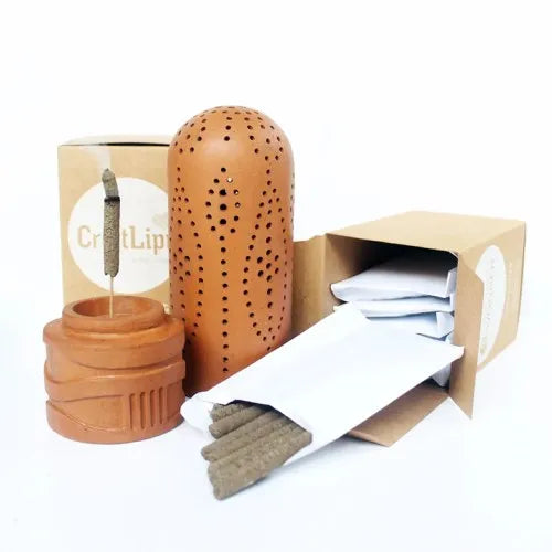 Straw Dome Incense Stick Stand + Pure Dhuna Sticks
