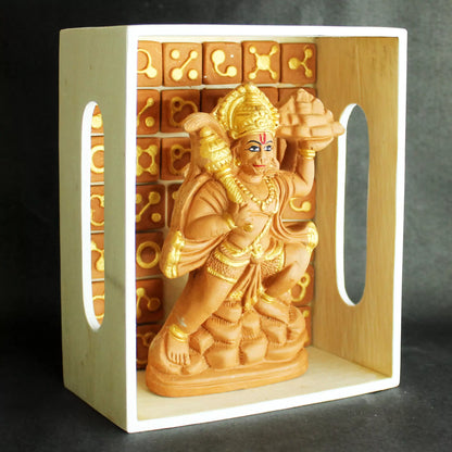 Parvat Hanuman Idol – Terracotta Idol with Wooden Frame