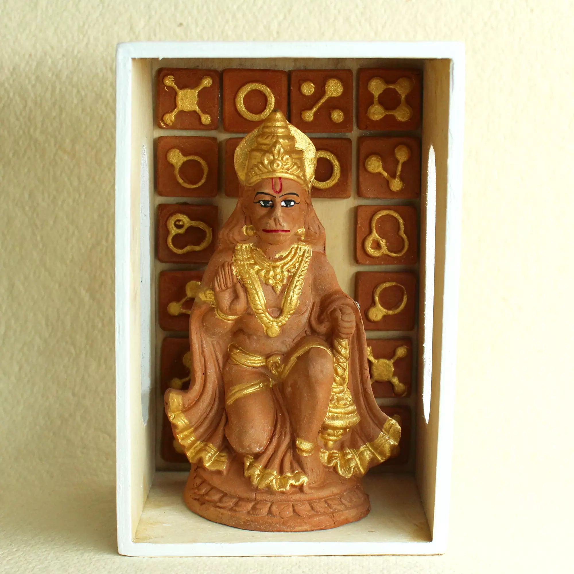 Ashirwad Hanuman Idol – Handcrafted Terracotta Idol with Wooden Frame