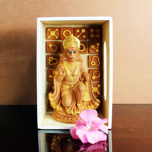 Ashirwad Hanuman Idol – Handcrafted Terracotta Idol with Wooden Frame