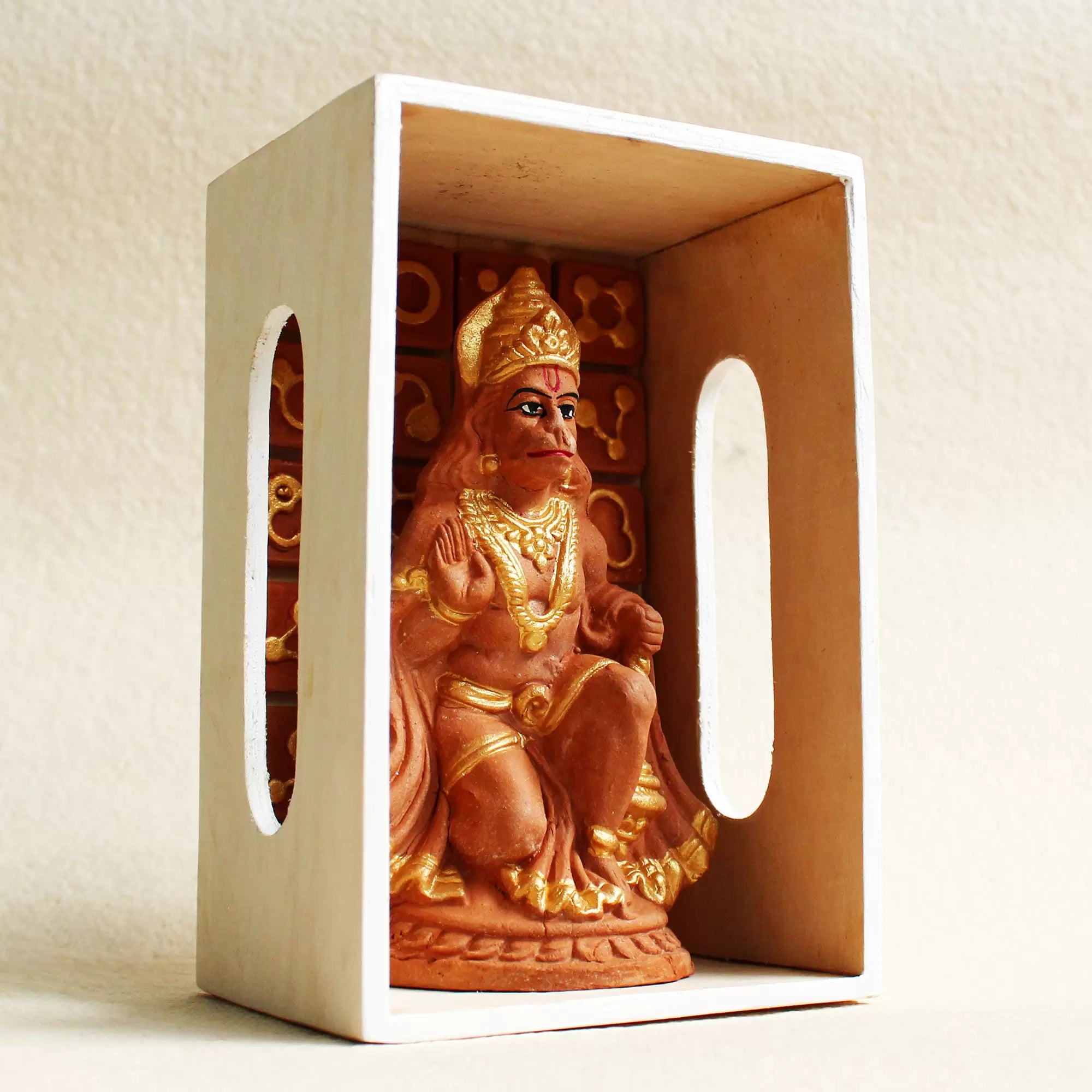 Ashirwad Hanuman Idol – Handcrafted Terracotta Idol with Wooden Frame