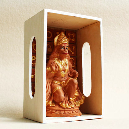Ashirwad Hanuman Idol – Handcrafted Terracotta Idol with Wooden Frame