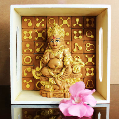 Dhanaraj Kuber Idol – Handcrafted Terracotta Idol with Wooden Frame
